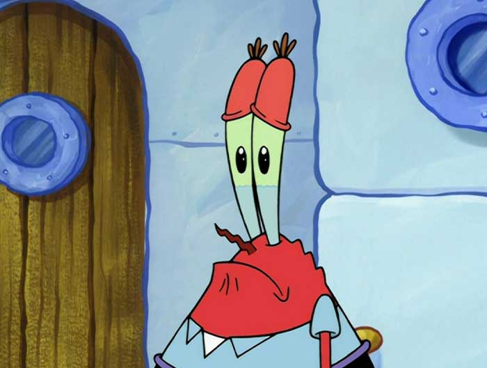 Mr. Krabs with tears in his eyes