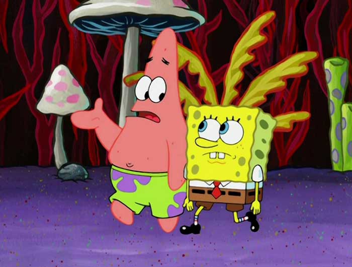 Patrick and Spongebob walking and talking
