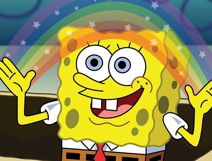 Spongebob with a rainbow