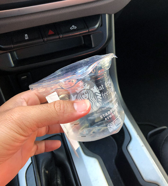 Starbucks Cup Melted In The Parking Lot Due To Heat