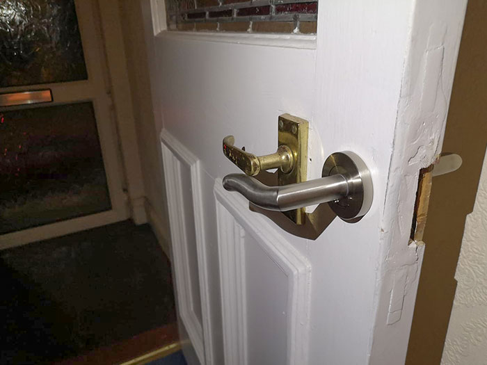 Downstairs Landlord Came Round To Fix Some Stuff A Week Ago. He Left The Shared Front Door Like This