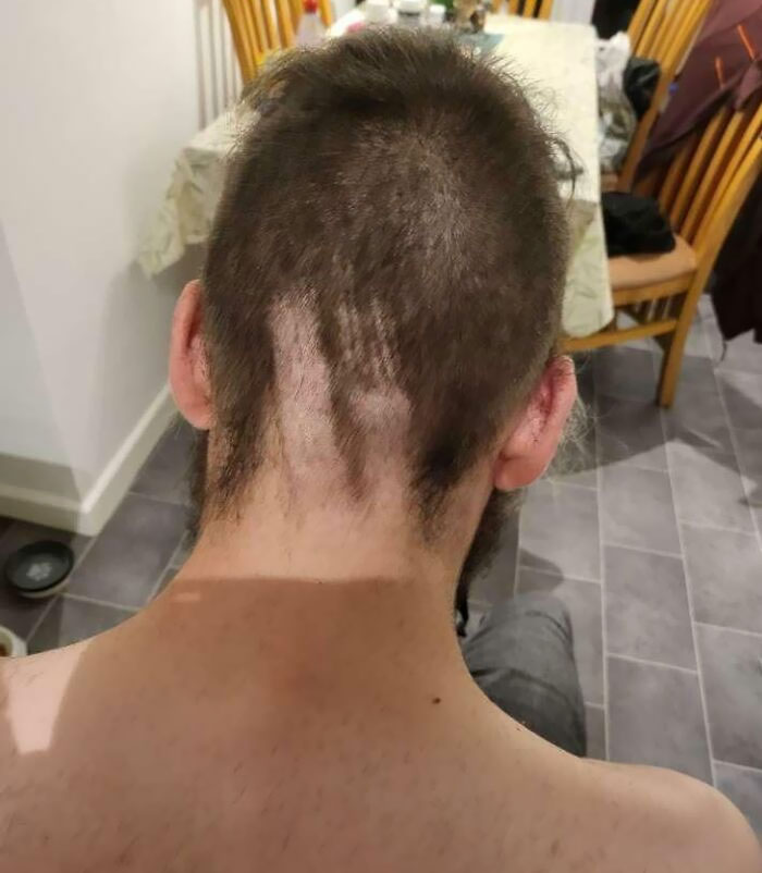 Girlfriend Was Helping Cut My Hair, She Was Doing A Fantastic Job Until I Heard A Gasp
