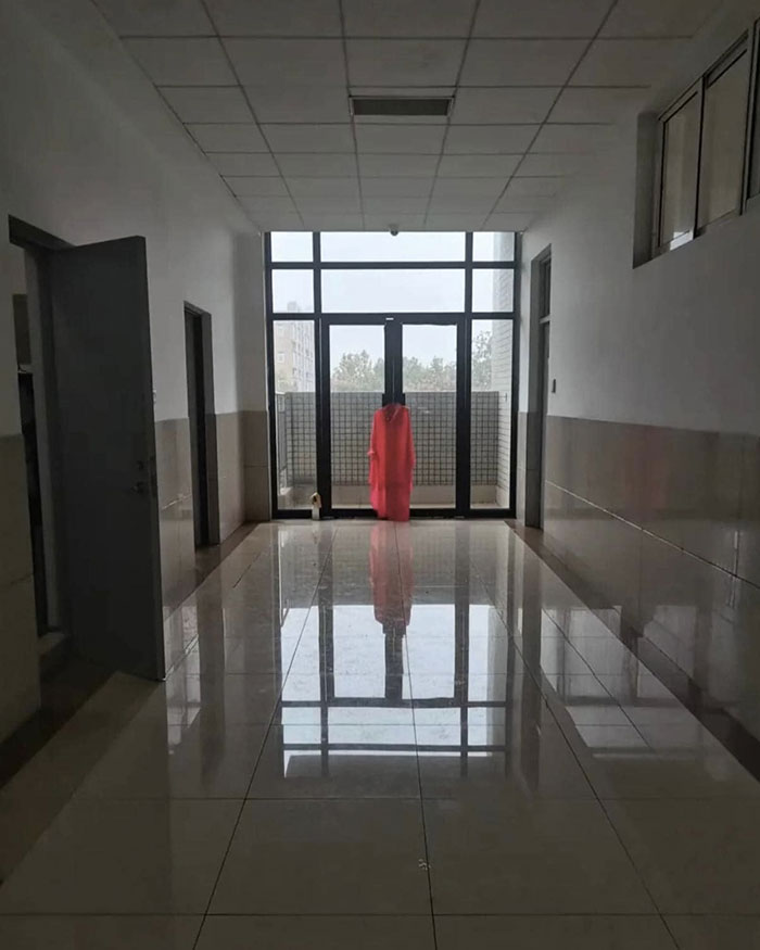 Being An Asian, Seeing This At The End Of The Hallway When The Elevator Doors Open Scared Me Quite A Bit Because Of The Folklore Of The Ghost Lady In Red