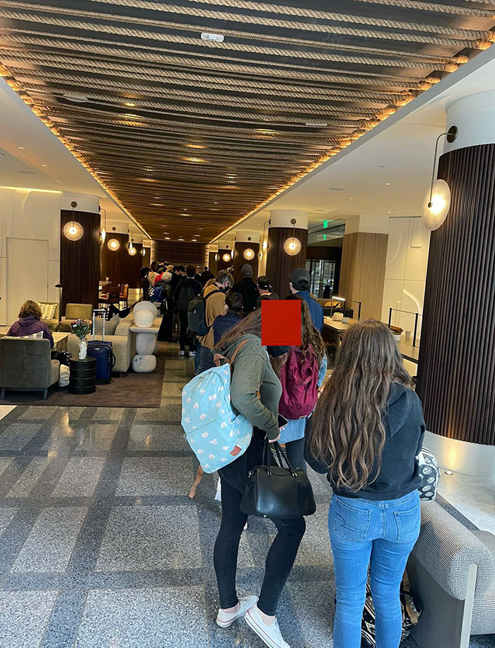 On Vacation I Went To Check In, And My Hotel Asked I Come Back In An Hour To Pick Up My Key Card Because My Room Wasn't Ready. When I Came Back, There Was This Huge Line