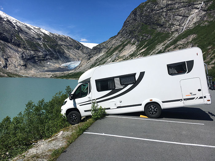 German Tourists Drove All The Way From Germany To Norway Just To Get Stuck In The Parking Lot Next To A Glacier