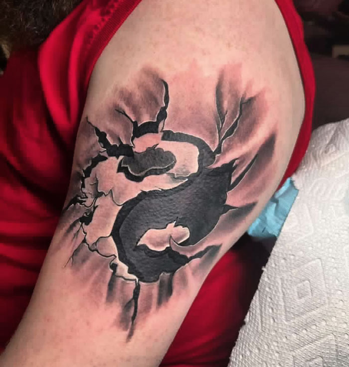 Crashes yin yang symbol tattoo