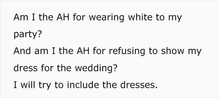Woman Wears A White Dress For Her Birthday, Enrages Future SIL Whose Wedding Is In Two Weeks Woman Wears A White Dress For Her Birthday, Enrages Future SIL Whose Wedding Is In Two Weeks