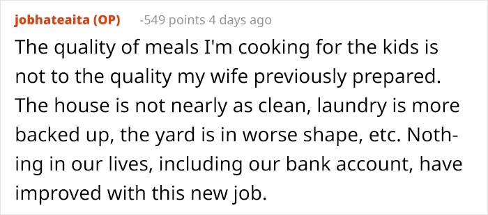 “Unfair Amount Of Duties”: Wife’s New Job Puts Strain On The Household