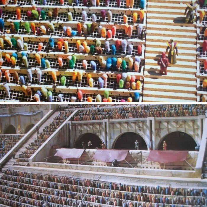 The Podrace Crowd In The Phantom Menace Wasn't Cgi - It's A Load Of Colourful Q-Tips Pushed Through A Grate And Blown By A Fan