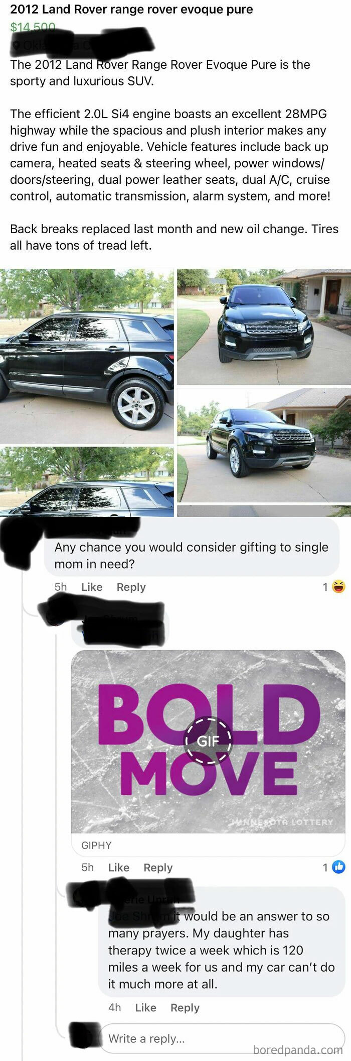 “Would You Consider Gifting Your 14,500 Dollar Car For Sale To A Single Mom In Need? Would Be An Answer To So Many Prayers”