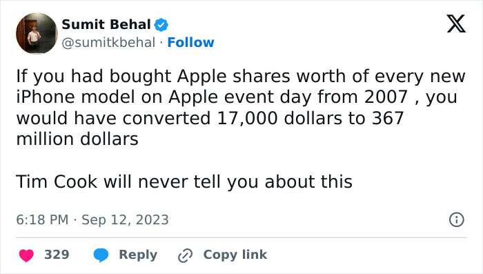 Man Works Out How Much Money You Could've Made Buying Apple Shares Instead Of New iPhones Man Works Out How Much Money You Could've Made Buying Apple Shares Instead Of New iPhones