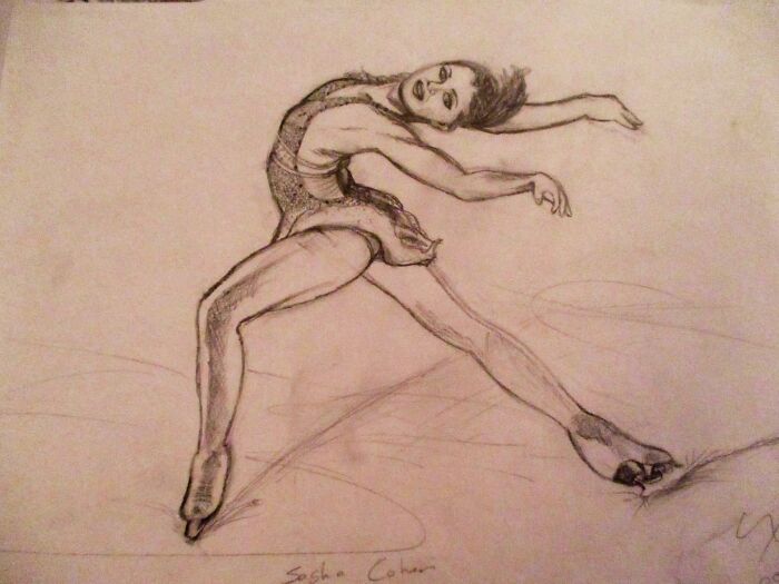 Sketch I Did Years Ago Of Figure Skater, Sasha Cohen. Getting The Proportions And Hands Right, Or Decent Was Tricky