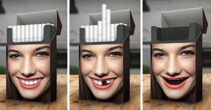 Paquete diseñado para mostrar los efectos nocivos del tabaco