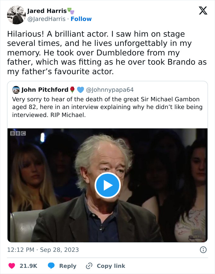 Daniel Radcliffe, JK Rowling And Other Celebs Pay Moving Tributes To Dumbledore Star Michael Gambon Daniel Radcliffe, JK Rowling And Other Celebs Pay Moving Tributes To Dumbledore Star Michael Gambon