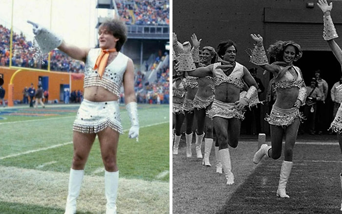 Robin Williams Dressing Up As A Denver Broncos Cheerleader, 1979