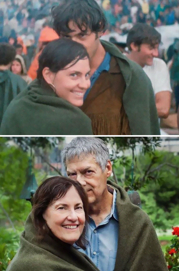 A Couple At Woodstock (48 Hours After They Met) And The Same Couple 50 Years Later