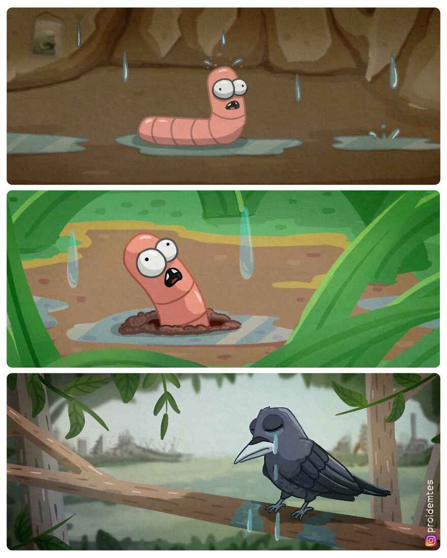 Worms under the rain of bird's tears