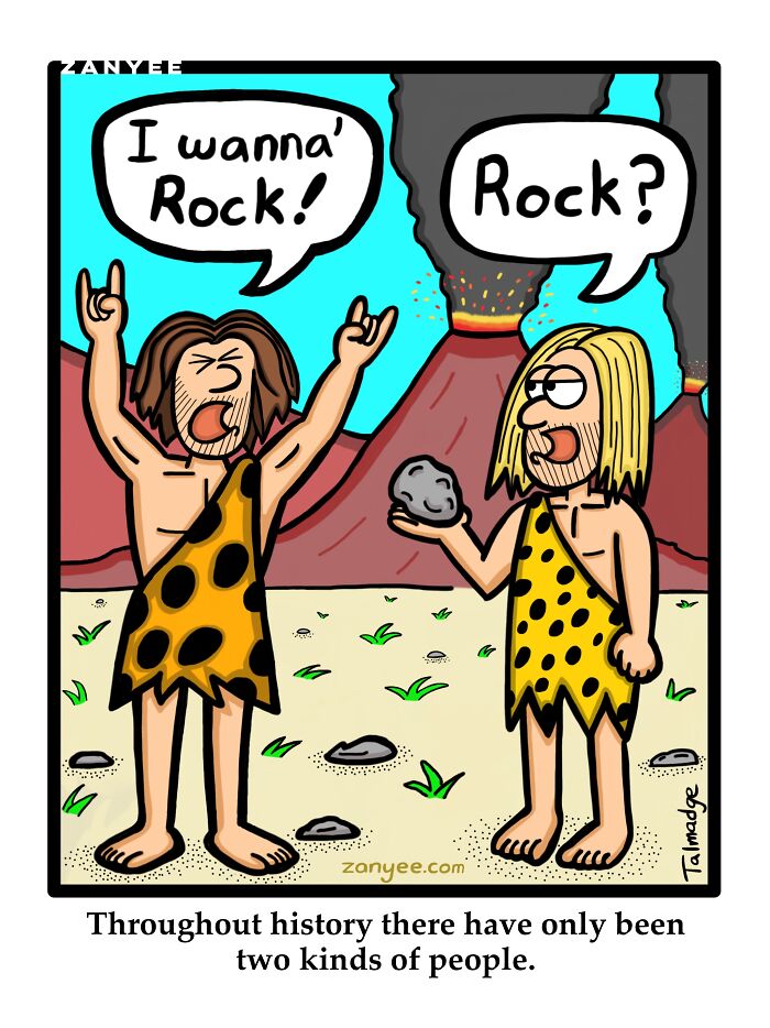 Prehistoric men with a rock