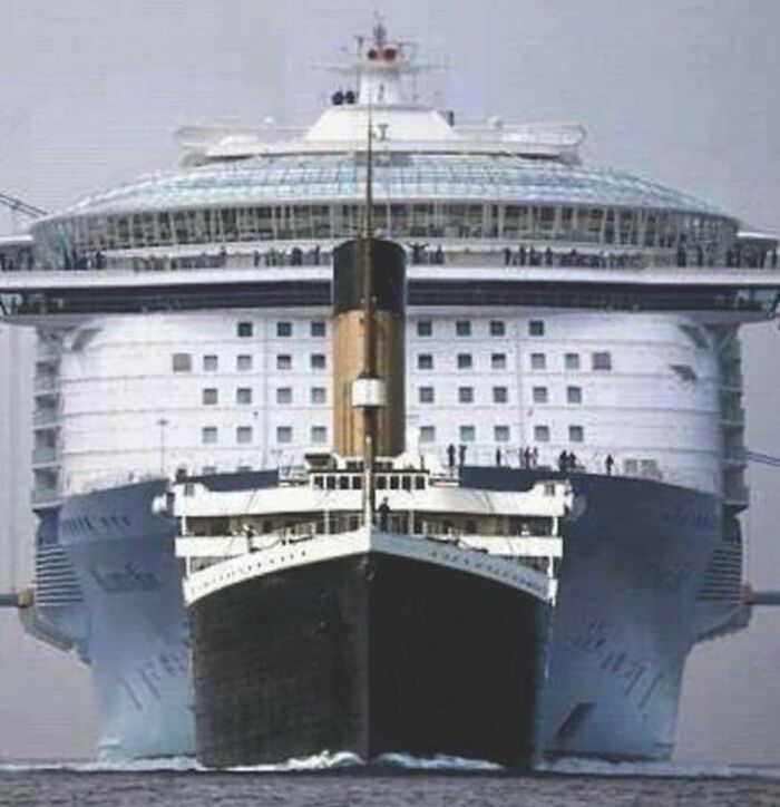 A Size Comparison Between The Titanic And A Modern Cruise Ship