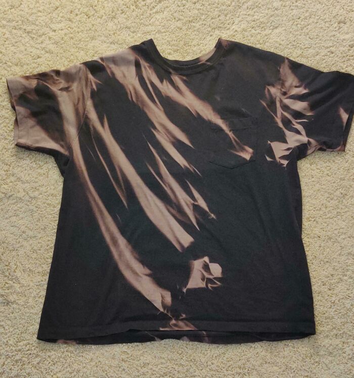 A Black Shirt Of Mine That Got A Solar Tie-Dye Job After Years Of Being Crammed In The Back Of My Car