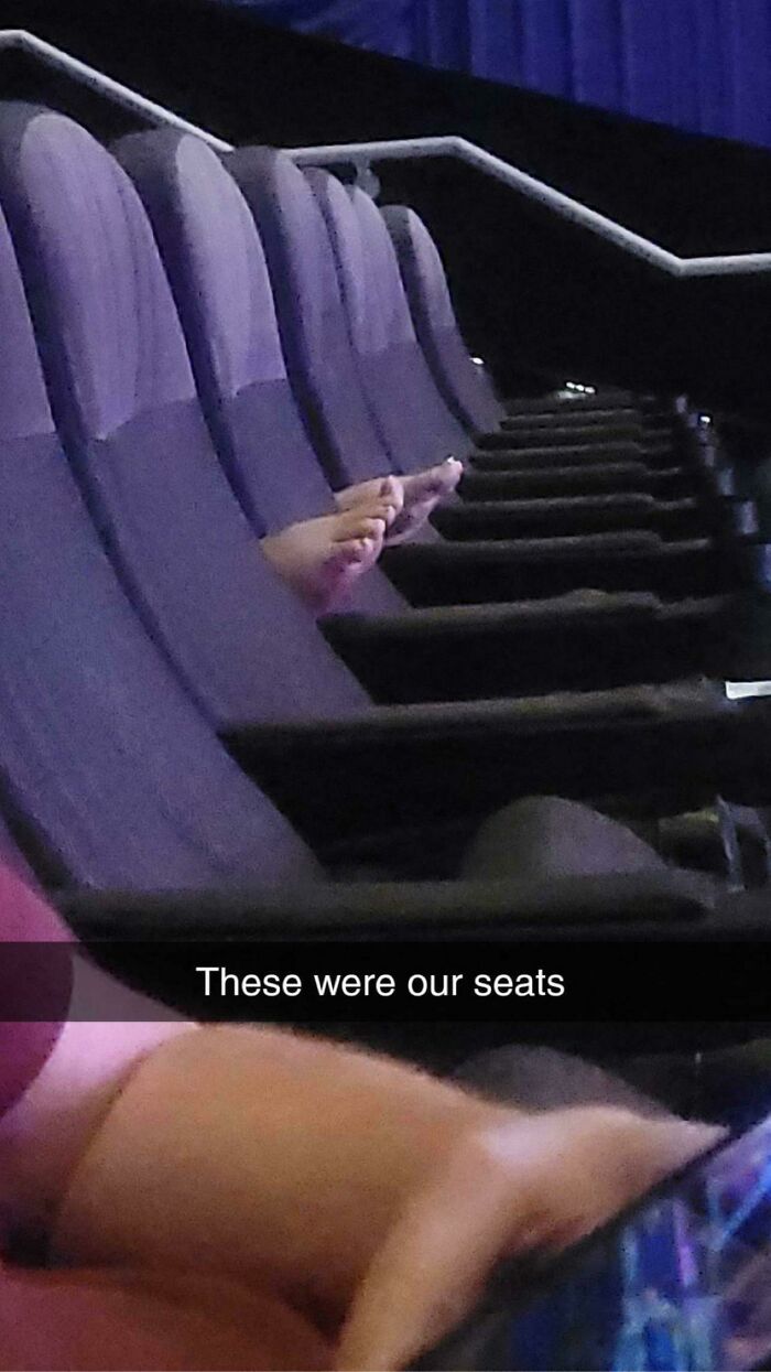 Had To Sit In Different Seats At The Theater Because This Is What We Found In The Seats We Had Reserved