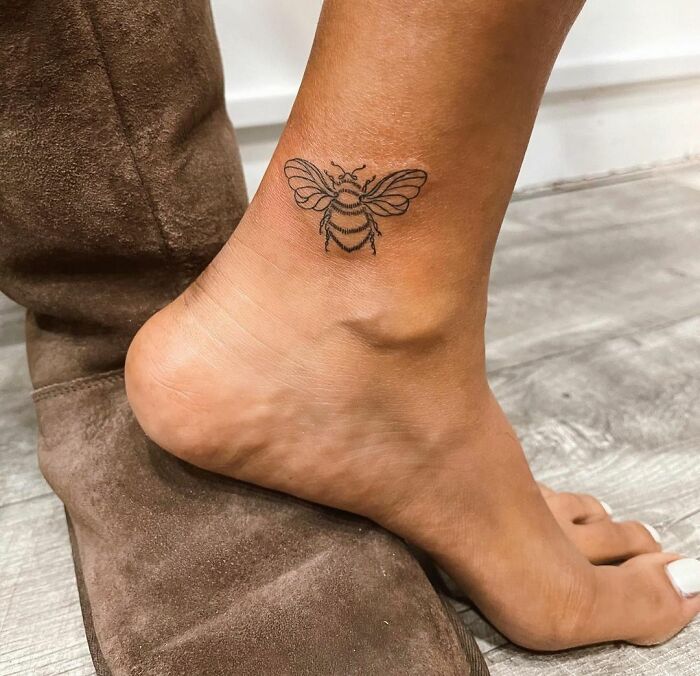 Little bee ankle tattoo