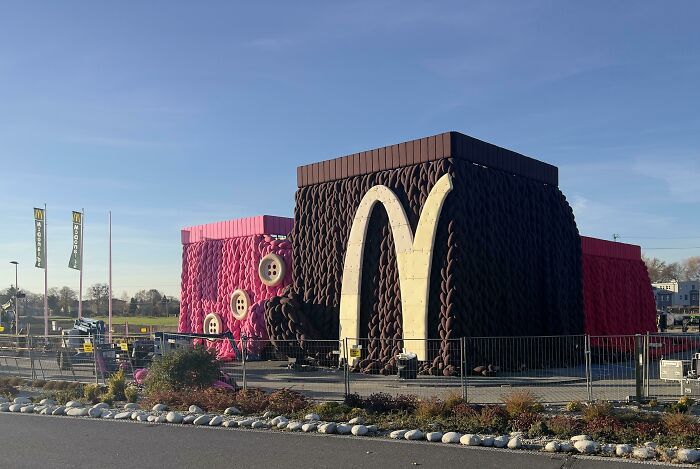 A Cloth Facade On An Under Construction McDonald's