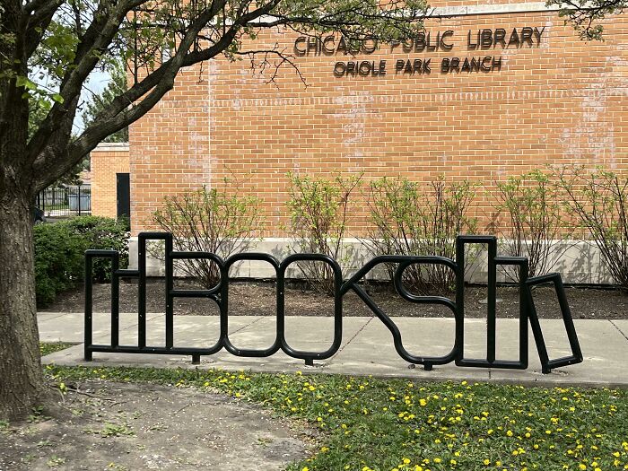 This Bike Rack Outside My Local Library Spells “Books”