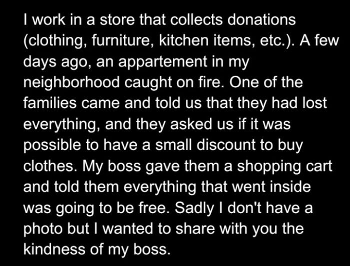 My Boss Gave Free Clothes To People Who Lost Their Home