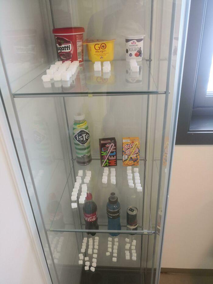 Dentist's Office Showing How Much Sugar Is In Regular Items