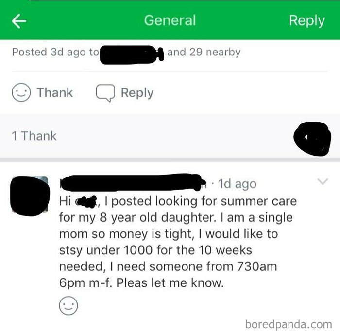 Single Mom Would Like To Pay Less Than 2$ An Hour For Childcare