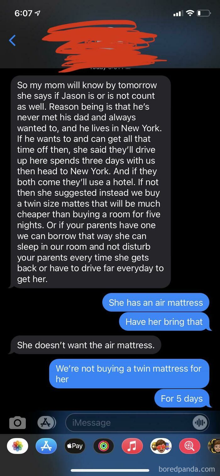 My BF’s Mom Is Coming To Visit Us, And She Suggested We Buy A Mattress, When We Were Offering To Pay For A Hotel For Her And She Could Just Bring An Air Mattress That She Already Owns