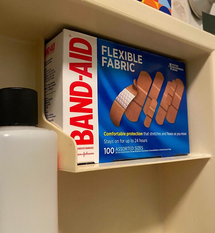 Band-Aids On A Shelf In My Medicine Cabinet