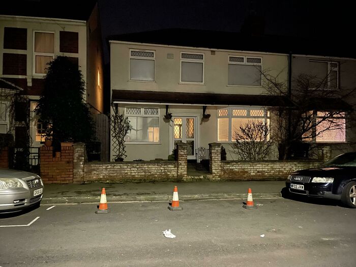Does Anyone Else Have A Knobhead Neighbor Like This On Their Road? Any Suggestions Other Than Moving The Cones And Parking There?