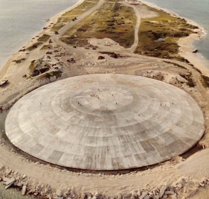 Runit Dome, A Leaky Concrete Sarcophagus Containing 73000 Cubic Meters Of Radioactive Debris From 68 Nuclear Detonations And Biological Warfare Remains On Marshall Islands