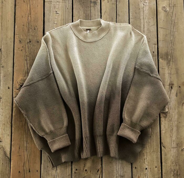 Found Stained Sweater At The Thrift Store, Given New Life With Dip Dying, New Favorite Sweater!