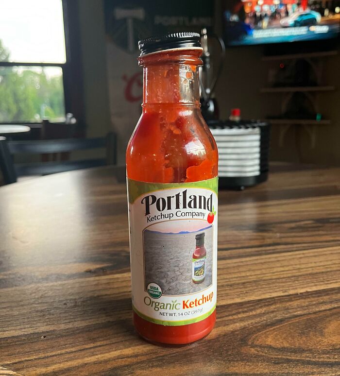 This Ketchup Bottle Has A Picture Of Itself In The Middle Of The Desert On The Label