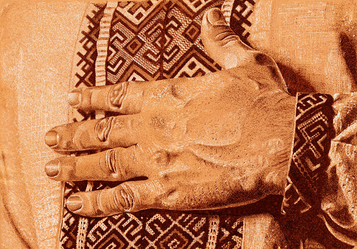 Dot Drawing Of A Cossack Man's Hand