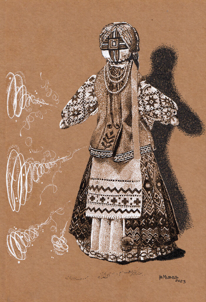 Dot Drawing Of A Cossack Doll