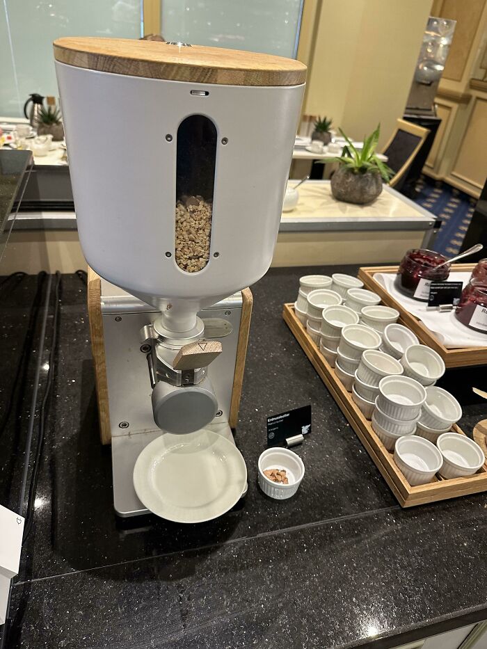This Instant Peanut Butter Machine At A Breakfast Buffet
