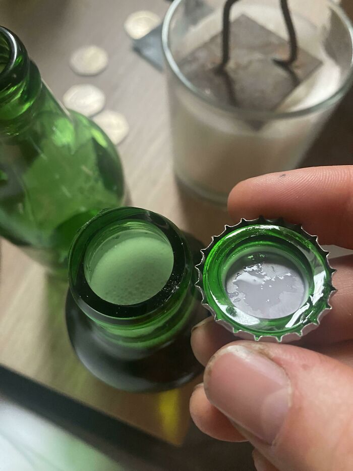 I Opened A Bottle Of Beer And The Glass Sheered Off Perfectly Into The Cap