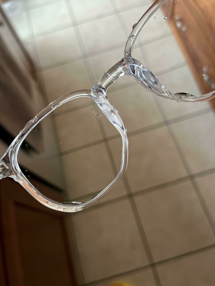 Water Forms “Ha” Perfectly On My Glasses After Rinsing Them