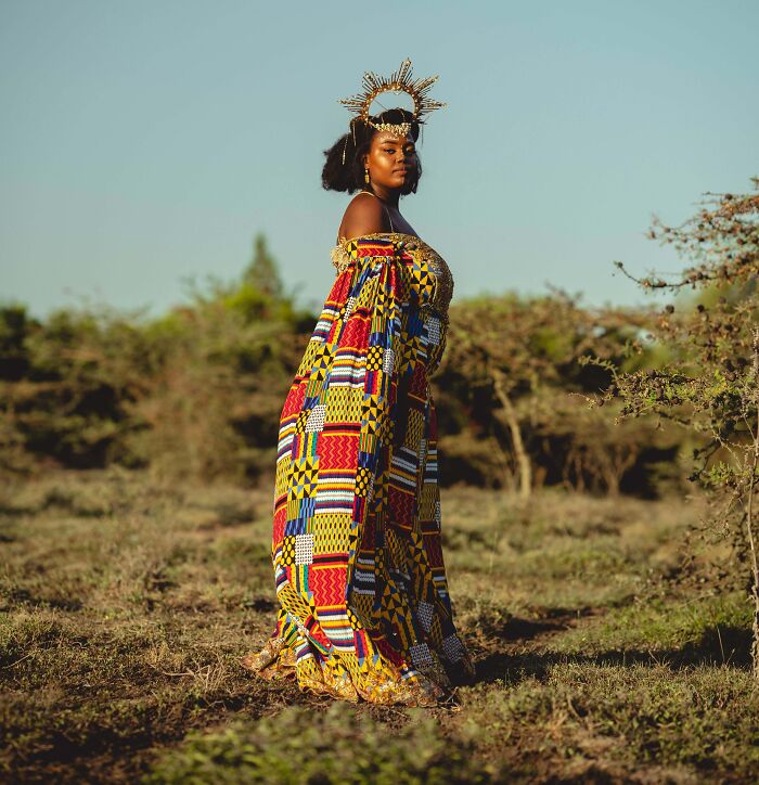 My Colorful Wedding Dress. Fabric From Ghana, Dress Custom-Made In Kenya
