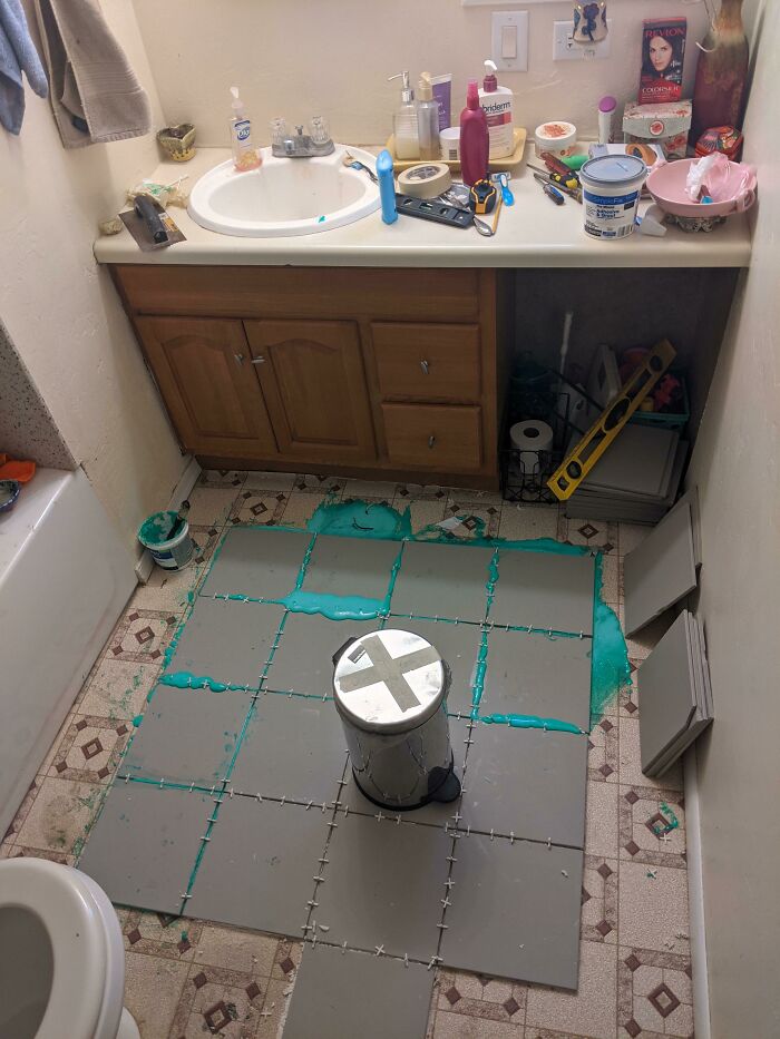 My Uncle's Tiling Project, He Hasn't Worked On It In Days And It's Making Life Hell