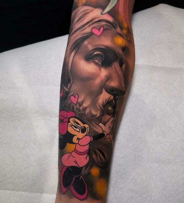 This Jesus And Minnie Mouse Tattoo