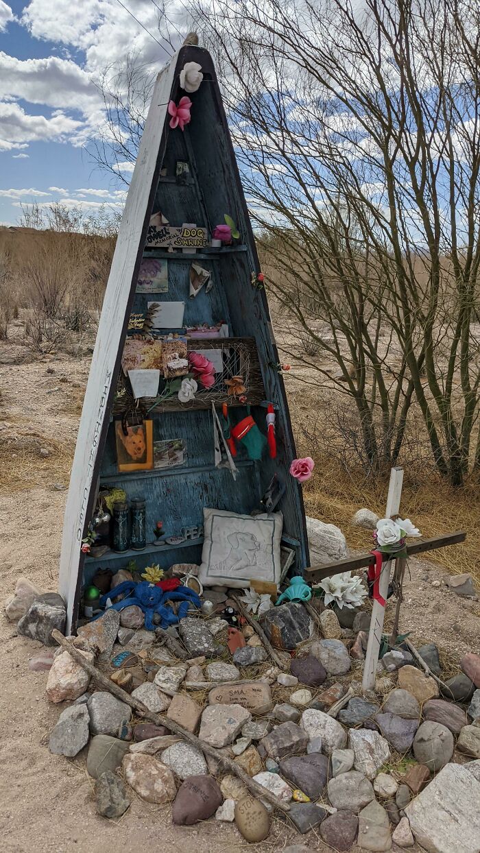 This Shrine To Dogs That Have Passed, Stuck Randomly In A Desert Wash
