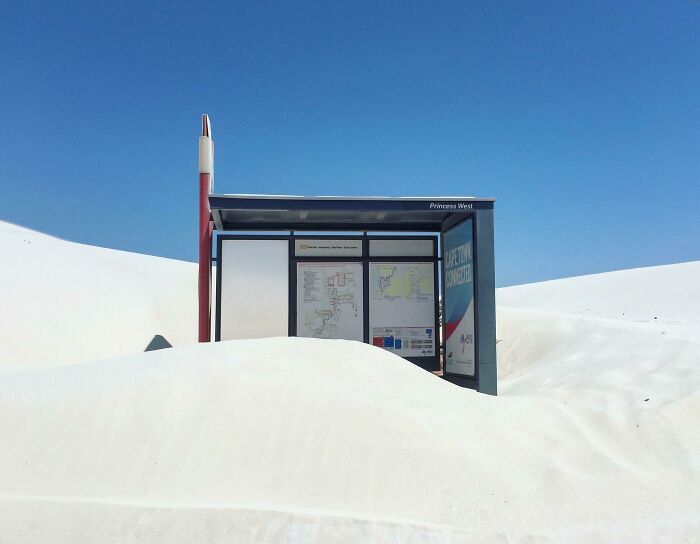 This Seaside Bus Stop Getting Devoured By Sand Dunes In South Africa