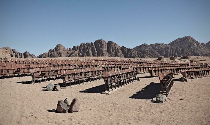 Abandoned Cinema In The Egyptian Desert. The End Of The World Cinema