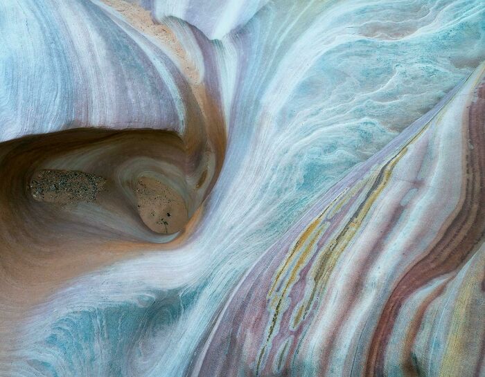 Swirling Patterns In Rock, Nevada Desert