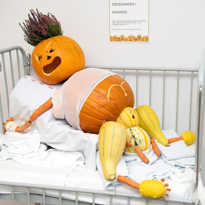 Carved Pumpkins By Danish Midwives At A Local Hospital